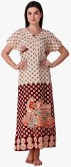 Masha Beige Printed Nightwear women