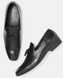 Mast & Harbour Black Textured Semiformal Slip Ons Men