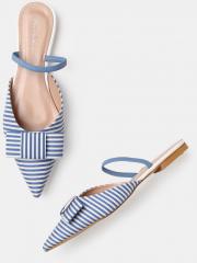 Mast & Harbour Blue Striped Mules women