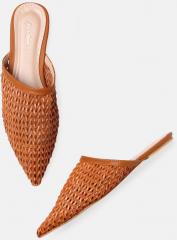 Mast & Harbour Brown Woven Design Mules women