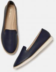 Mast & Harbour Navy Blue Solid Ballerinas women