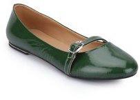 Mb Collection Green Leather Belly Shoes women