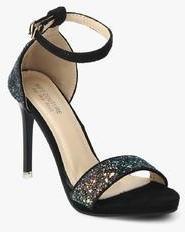 Mft Couture Black Glitter Ankle Strap Stilettos women