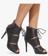 Mft Couture Black Lazer Cut Tie Up Stilettos women