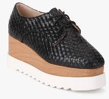 Mft Couture Black Weaved Derby Lifestyle Shoes women