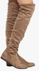 Miss Bennett London Knee Length Beige Boots women