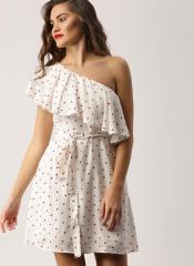 Ms Taken White Coloured Printed Skater Dress women