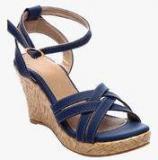 Nell Navy Blue Wedges women