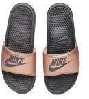 Nike Women Bronze Toned & Black Benassi Solid Sliders