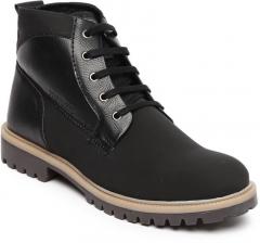 Provogue Black Solid High Top Flat Boots men