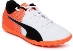 Puma White & Orange evoSPEED 5.5 TT JrFootball Shoes girls