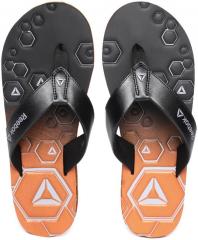 Reebok Black & Orange Xtreme Printed Thong Flip Flops men