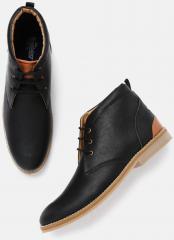 Roadster Black Solid High Top Flat Boots men