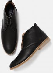 Roadster Black Solid Mid Top Flat Boots men