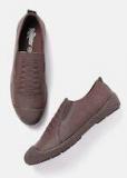 Roadster Coffee Brown Textured Slip On Sneakers Men