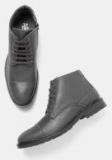 Roadster Men Charcoal Grey Solid Mid Top Flat Boots