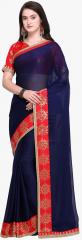 Shaily Navy Blue Embellished Saree women