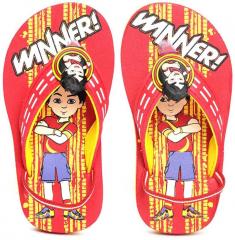 Shiva Boys Red & Yellow Printed Thong Flip Flops