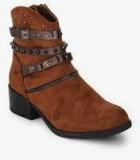 Shoe Couture Tan Buckled Ankle Length Boots Women