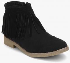 Steve Madden Gypsie Black Fringes Ankle Length Boots women