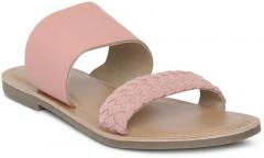 Steve Madden Pink Solid Leather Open Toe Flats women