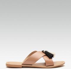 Steve Madden Pink Solid Leather Tasselled Open Toe Flats women