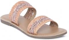 Steve Madden Pink Woven Design Leather Open Toe Flats women