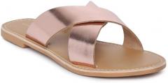 Steve Madden Rose Gold Solid Open Toe Flats women