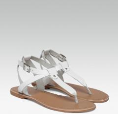 Steve Madden White Solid Leather T Strap Flats women