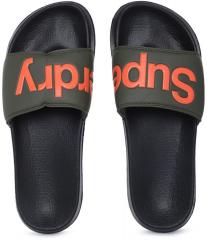 Superdry Black & Olive Green Printed Sliders men