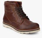 Superdry Brown Leather High Top Flat Boots Men