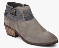 Superdry Lily Grey Buckled Ankle Length Boots women