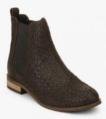 Superdry Millie Dark Grey Weaved Chelsea Ankle Length Boots women