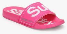 Superdry Pool Slide Pink Flip Flops women