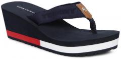 Tommy Hilfiger Blue Solid Thong Flip Flops women