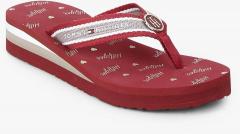 Tommy Hilfiger Maroon Flip Flops women