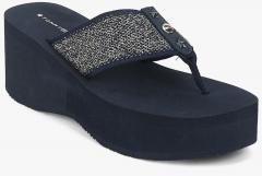 Tommy Hilfiger Navy Blue/Gold Flip Flops women