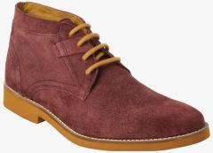 Toni Rossi Burgundy Leather Mid Top Flat Boots men