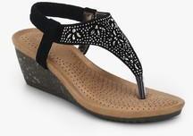 Tresmode Black Embellished Wedges women