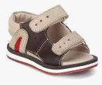 Tuskey Beige Double Velcro Leather Sandals Boys