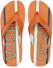 U S Polo Assn Orange Fame Striped Solid Thong Flip Flops men