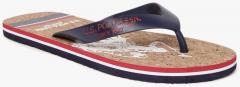 U S Polo Assn U.S. Polo Assn. Men Navy Blue & Brown Printed Thong Flip Flops men