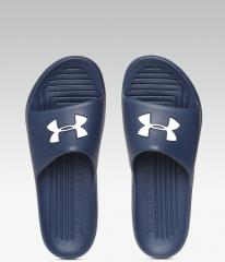 Under Armour Navy Blue Printed Sliders men