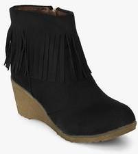 Under Knee Black Fringes Ankle Length Boots women