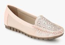 Under Knee Pink Embellished Moccasins women