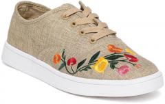 United Colors Of Benetton Beige Floral Embroidered Sneakers women