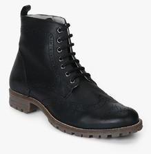 United Colors Of Benetton Black Derby Brogue Boots men