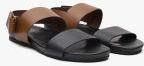 United Colors Of Benetton Brown & Black Leather Comfort Sandals men