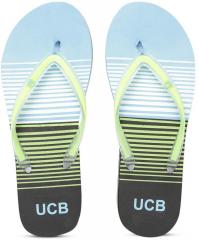 United Colors Of Benetton Green & Blue Striped Thong Flip Flops women