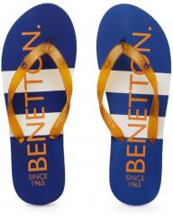 United Colors Of Benetton Orange Printed Thong Flip Flops women